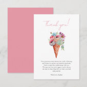 水彩花卉冰淇淋风格婚前派对 サンキューカード (正面/裏面)