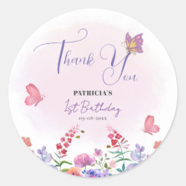 水彩花卉初生日 ラウンドシール