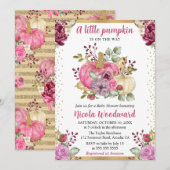 水彩花卉南瓜秋季婴儿淋浴 招待状 (正面/裏面)