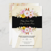 水彩花卉叶子 招待状 (正面/裏面)