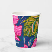 水彩花卉和植物粉色婚前派对 紙コップ (裏面)