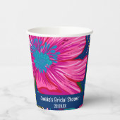 水彩花卉和植物粉色婚前派对 紙コップ (左)