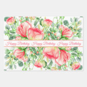 水彩花卉和葉綠植物混合套裝 ラッピングペーパーシート (正面3)