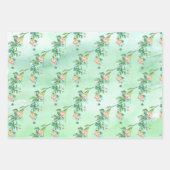 水彩花卉和葉綠植物混合款 ラッピングペーパーシート (正面)