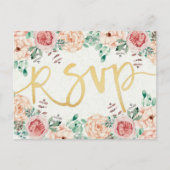 水彩花卉和金色手写字体的婚礼回信卡,复古水彩花卉和优雅金色手写字体婚礼回信卡模板.
是您大日子里的 インビテーションポストカード (正面)