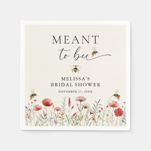 水彩花卉喜蜂婚前派对 スタンダードカクテルナプキン (正面)