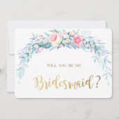 水彩花卉圆点图案伴娘卡 招待状 (正面)