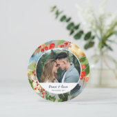 水彩花卉圣诞圆形照片 灰色 シーズンカード (スタンド正面)