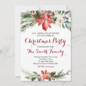 水彩花卉圣诞派对邀请函 招待状 (正面)