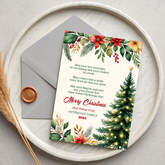 水彩花卉圣诞问候卡 招待状