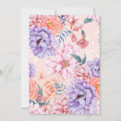 水彩花卉复古桃粉色婚礼 セーブザデート (裏面)