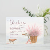 水彩花卉复古自行车订婚派对 サンキューカード (スタンド正面)
