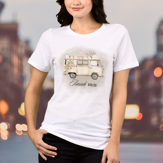 水彩花卉复古货车圣经经文女T恤 トライブレンドＴシャツ