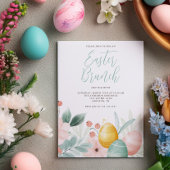水彩花卉复活节早午餐 招待状
