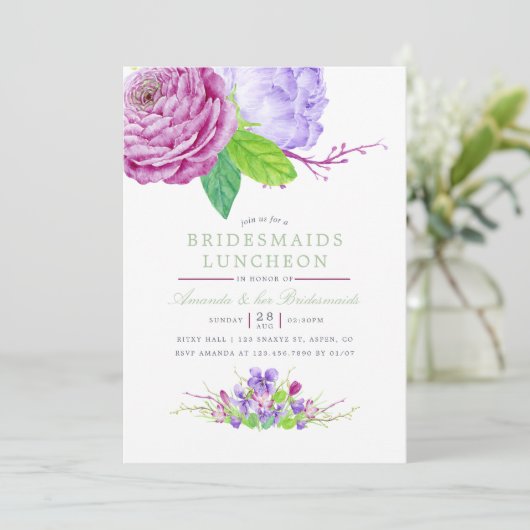 水彩花卉夏季婚礼 招待状 (スタンド正面)