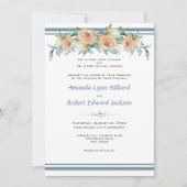 水彩花卉夏季婚礼 蓝绿色 招待状 (正面)