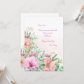 水彩花卉姓名日賀卡 カード (正面/裏面インサイチュ)