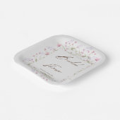 水彩花卉娇嫩的婚前庆祝会 ペーパープレート (傾斜あり)