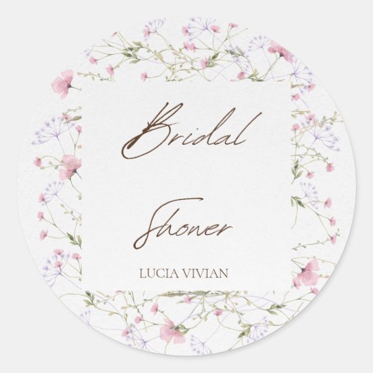 水彩花卉娇嫩的春季婚前小聚会 ラウンドシール (正面)