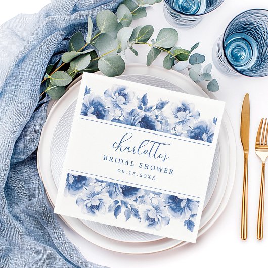 水彩花卉婚前小礼品餐巾 スタンダードカクテルナプキン