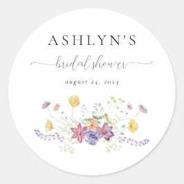 水彩花卉婚前小聚贴纸 ラウンドシール