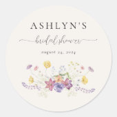水彩花卉婚前小聚贴纸 ラウンドシール (正面)