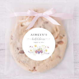 水彩花卉婚前小聚贴纸 ラウンドシール