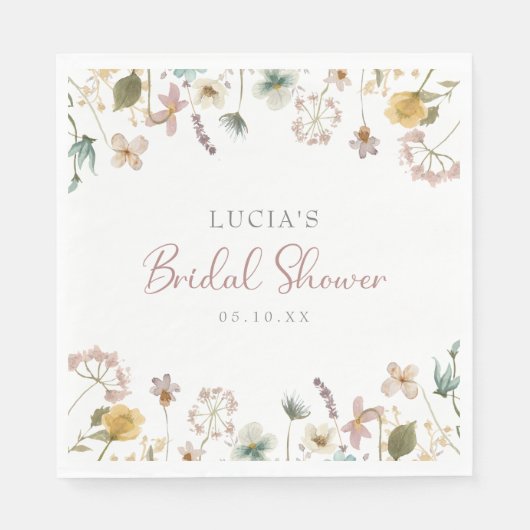 水彩花卉婚前祝福会 スタンダードランチョンナプキン (正面)