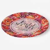 水彩花卉婚前祝福会 ペーパープレート (アングル)