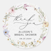 水彩花卉婚前祝福会 ラウンドシール (正面)