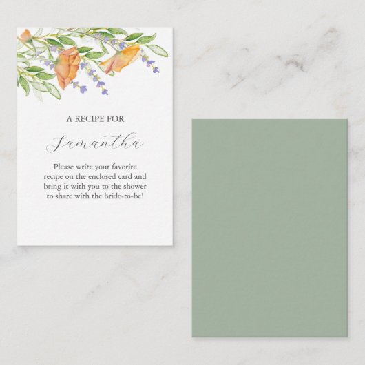 水彩花卉婚礼主题 エンクロージャーカード (正面/裏面)