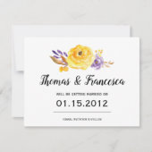 水彩花卉婚礼保存日期卡 招待状 (正面)