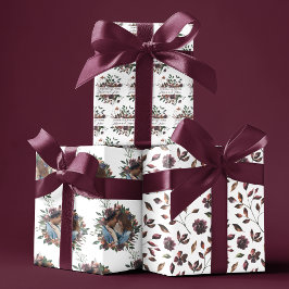 水彩花卉婚礼包装纸张 ラッピングペーパーシート