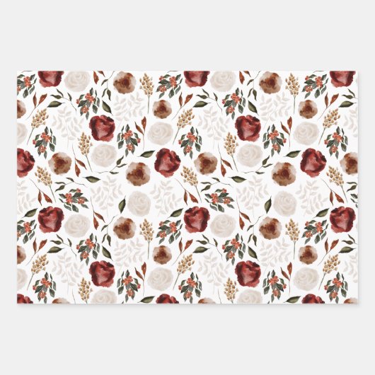 水彩花卉婚礼包装纸张 ラッピングペーパーシート (正面3)