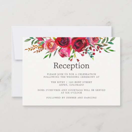 水彩花卉婚礼现场 招待状 (正面)
