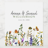 水彩花卉婚礼葡萄酒标签 ワインラベル (シングルラベル)