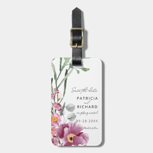 水彩花卉婚礼请柬 ラゲッジタグ (正面縦)