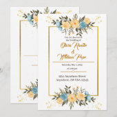 水彩花卉婚礼请柬 招待状 (正面/裏面)