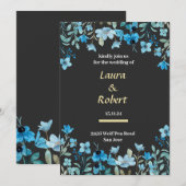 水彩花卉婚礼请柬 招待状 (正面/裏面)