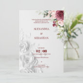 水彩花卉婚礼邀请函 招待状 (スタンド正面)