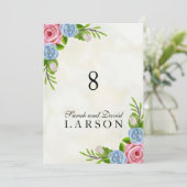 水彩花卉婚礼餐桌编号 招待状 (スタンド正面)