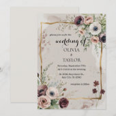 水彩花卉婚礼 招待状 (正面/裏面)