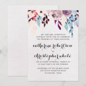 水彩花卉婚礼 招待状 (正面/裏面)
