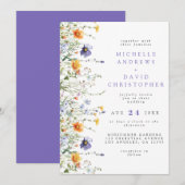 水彩花卉婚礼 招待状 (正面/裏面)
