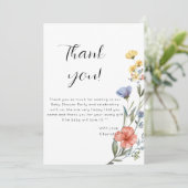 水彩花卉婴儿女孩派对 サンキューカード (スタンド正面)