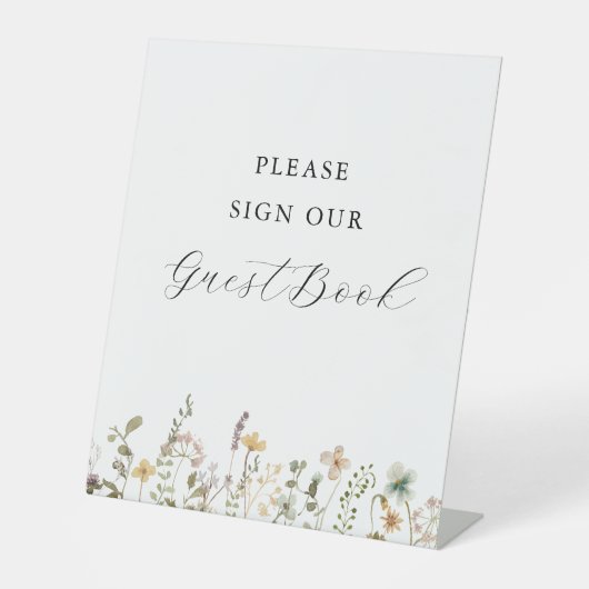 水彩花卉婴儿淋浴嘉宾留言板签名 台座サイン (正面)