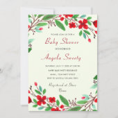 水彩花卉婴儿淋浴邀请卡 (正面)