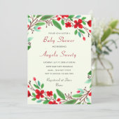 水彩花卉婴儿淋浴邀请卡 (スタンド正面)