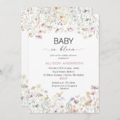 水彩花卉婴儿盛开 婴儿洗礼派对 招待状 (正面/裏面)