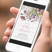 水彩花卉嬰兒洗禮邀請卡 招待状